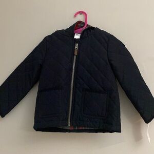 Carters New! baby black quilted plain lining zip up hooded jacket size 24 months